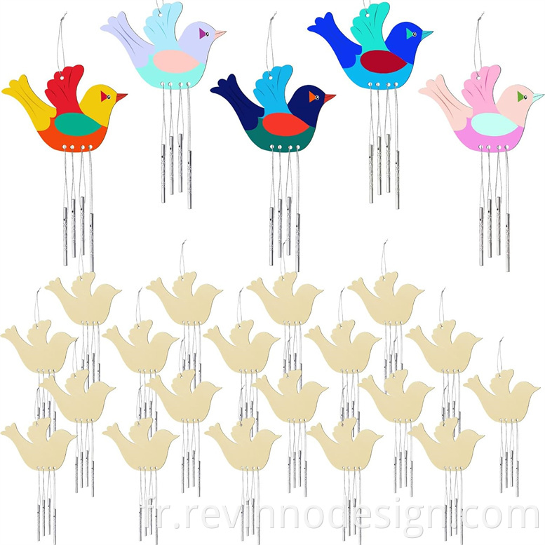 wooden bird wind spinners